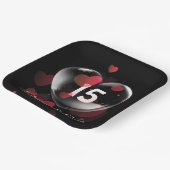 15. Jubiläum Herzblase mit roten Herzen Pappteller (Gewinkelt)