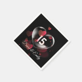 15. Jubiläum Herzblase mit roten Herzen Serviette (Ecke)