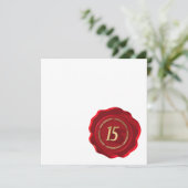 15. Jubiläum Rotes Wachs Siegel Karte (Stehend Vorderseite)