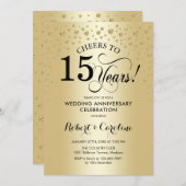 15. Jubiläumsfeier - Gold Black Einladung (Vorne/Hinten)