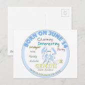 15. Juni - Gemini Postkarte (Vorne/Hinten)