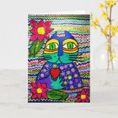 15 - Kisa the cat Grußkarte Karte (Gelbe Blume)