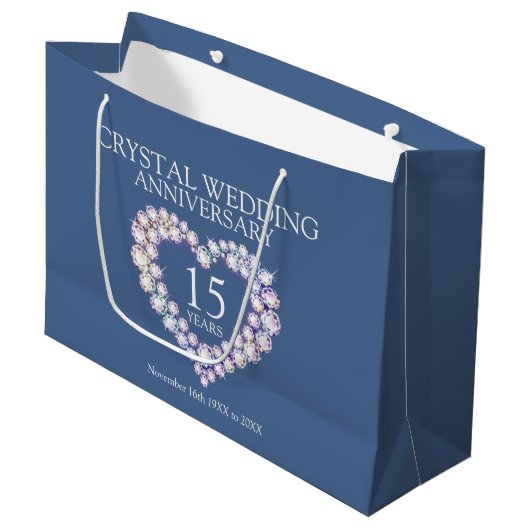 15. Kristallhochzeit Foto Geschenktasche Große Geschenktüte (Vorderseite Schrägansicht)