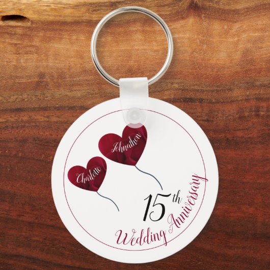 15. Kristallhochzeit Herzblasen Schlüsselanhänger (Vorderseite)