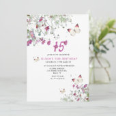 15. Lila Lilac Butterflies Geburtstag Einladung (Stehend Vorderseite)
