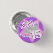 15. Lila rosa Knopf-Abzeichen des Button (Vorne & Hinten)