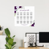 15 Lila Rose Chic Wedding Seating Chart Poster (Heimbüro)