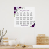15 Lila Rose Chic Wedding Seating Chart Poster (Küche)