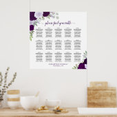 15 Lila Rose Chic Wedding Seating Chart Poster (Küche)