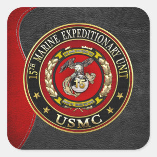 15. Marine Expeditionary Unit (15. MEU) [3D] Quadratischer Aufkleber
