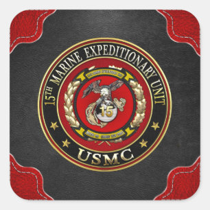 15. Marine Expeditionary Unit (15. MEU) [3D] Quadratischer Aufkleber