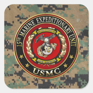 15. Marine Expeditionary Unit (15. MEU) [3D] Quadratischer Aufkleber