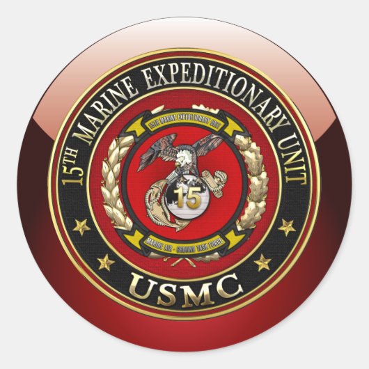 15. Marine Expeditionary Unit (15. MEU) [3D] Runder Aufkleber (Vorderseite)