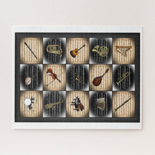 15 Musikinstrumente ~ Sheet Music Background Ji Puzzle (Horizontal)