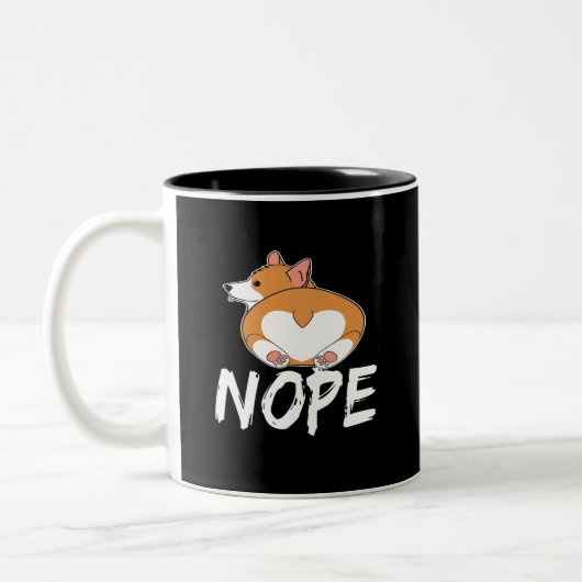 15 Nope Corgi Zweifarbige Tasse (Links)