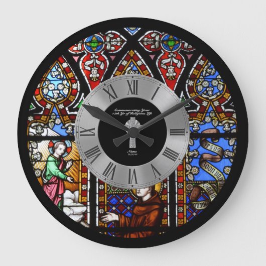 15. Ordination Jubiläum festgehaltenes Glas Custom Große Wanduhr (Vorderseite)