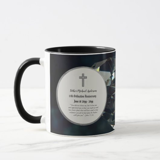 15. Ordination Jubiläum Kristall - JEDE CLERGIE Tasse (Links)