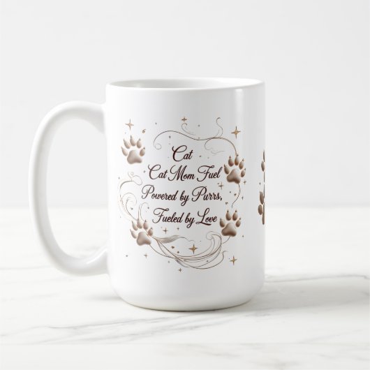 15 oz Cat Mama Tasse - Powered by Purrs, gespeist (Links)