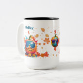 15 oz Fall Coffee Mug, Cool pumpkin with goggles Zweifarbige Tasse (Vorderseite Links)