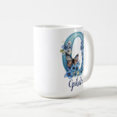 15 oz Floral Blue Mit Monogramm Coffee Tasse (VorderseiteRechts)