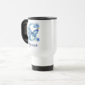15 oz Floral Blue Mit Monogramm Travel Mug Reisebecher (Vorderseite Links)