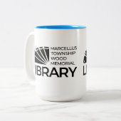 15 oz große Tasse Bibliotheks-Logo Blau (Vorderseite Links)