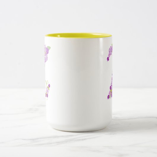 15 oz Lavender Lila Mit Monogramm Kaffee Tasse (Mittel)