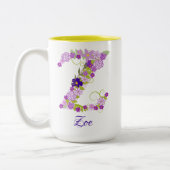 15 oz Lavender Lila Mit Monogramm Kaffee Tasse (Links)