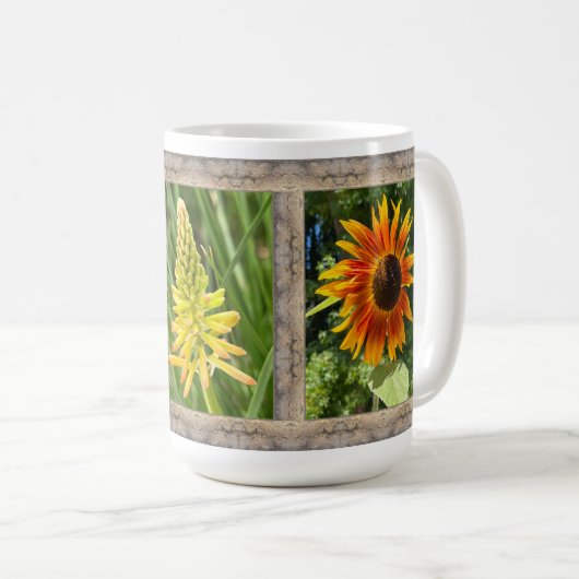 15 oz. Tasse mit Sonnenblumen (VorderseiteRechts)