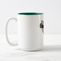 15 oz weiße Kaffee-Tasse mit grünem Interieur