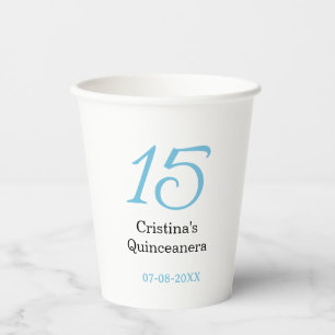 15. Quinceanera-Geburtstag blau schwarz fett Buchs Pappbecher