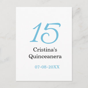 15. Quinceanera-Geburtstag blau schwarz fett Buchs Postkarte