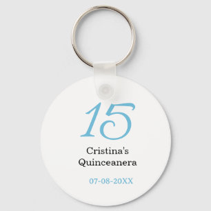 15. Quinceanera-Geburtstag blau schwarz fett Buchs Schlüsselanhänger