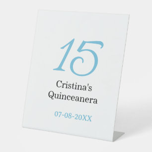 15. Quinceanera-Geburtstag blau schwarz fett Buchs Sockelschild