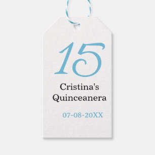 15. Quinceanera-Geburtstag blau schwarz fetter Buc Geschenkanhänger