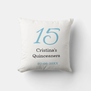 15. Quinceanera-Geburtstag blau schwarz fetter Buc Kissen