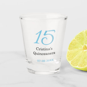 15. Quinceanera-Geburtstag blau schwarz fetter Buc Schnapsglas