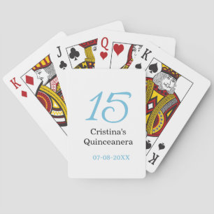 15. Quinceanera-Geburtstag blau schwarz fetter Buc Spielkarten