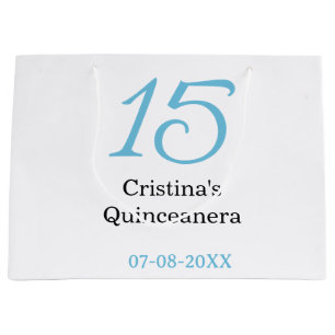 15. Quinceanera-Geburtstag blau schwarze fette Sch Große Geschenktüte