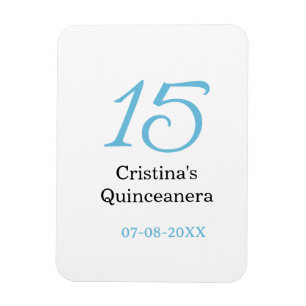 15. Quinceanera-Geburtstag blau schwarze fette Sch Magnet