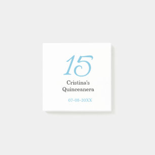 15. Quinceanera-Geburtstag blau schwarze fette Sch Post-it Klebezettel