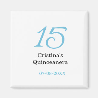 15. Quinceanera-Geburtstag himmelblau-schwarz fett Magnet