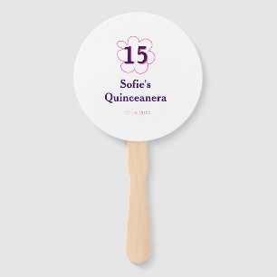 15. Quinceanera Happy Geburtstag rosa lila Datum Fächer