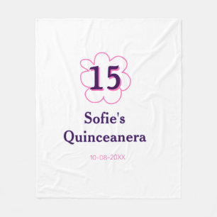 15. Quinceanera Happy Geburtstag rosa lila Datum Fleecedecke