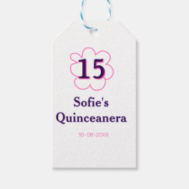 15. Quinceanera Happy Geburtstag rosa lila Datum Geschenkanhänger