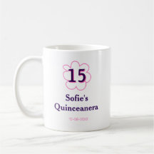 15. Quinceanera Happy Geburtstag rosa lila Datum