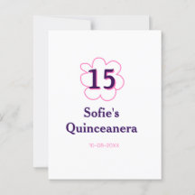 15. Quinceanera Happy Geburtstag rosa lila Datum