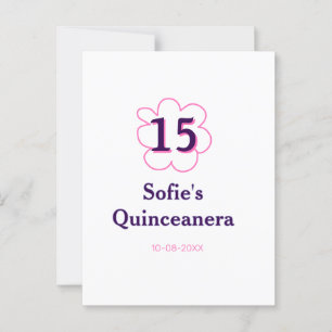 15. Quinceanera Happy Geburtstag rosa lila Datum Postkarte