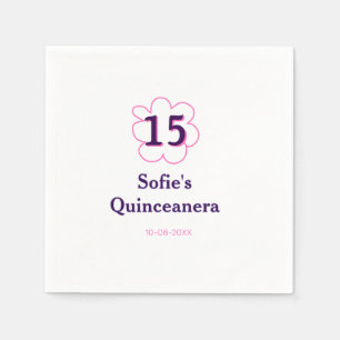 15. Quinceanera Happy Geburtstag rosa lila Datum Serviette