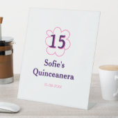 15. Quinceanera Happy Geburtstag rosa lila Datum Sockelschild (In Situ)